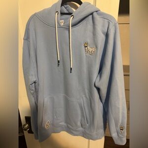 Sky Blue Hoodie with Embroidered Goat Design